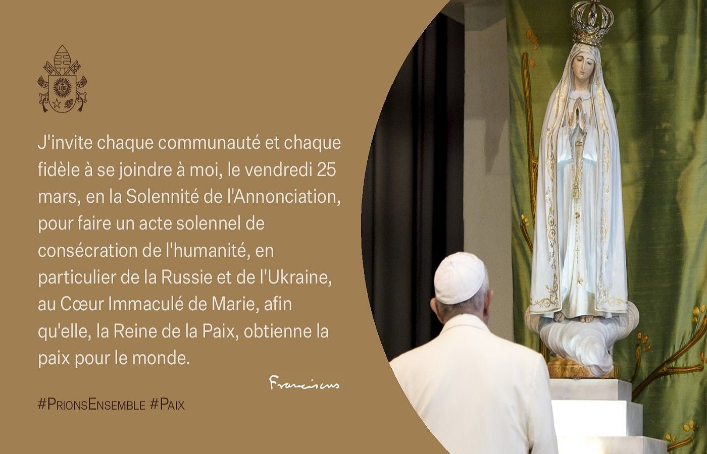 25 mars 2022, la consécration de la Russie et l’Ukraine au Cœur Immaculé de Marie