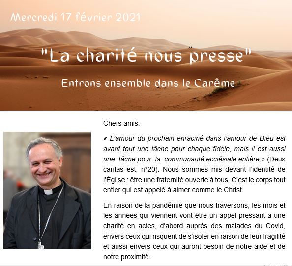 – 20210212 – « La Charité nous presse » – Ensemble entrons dans le Carême.