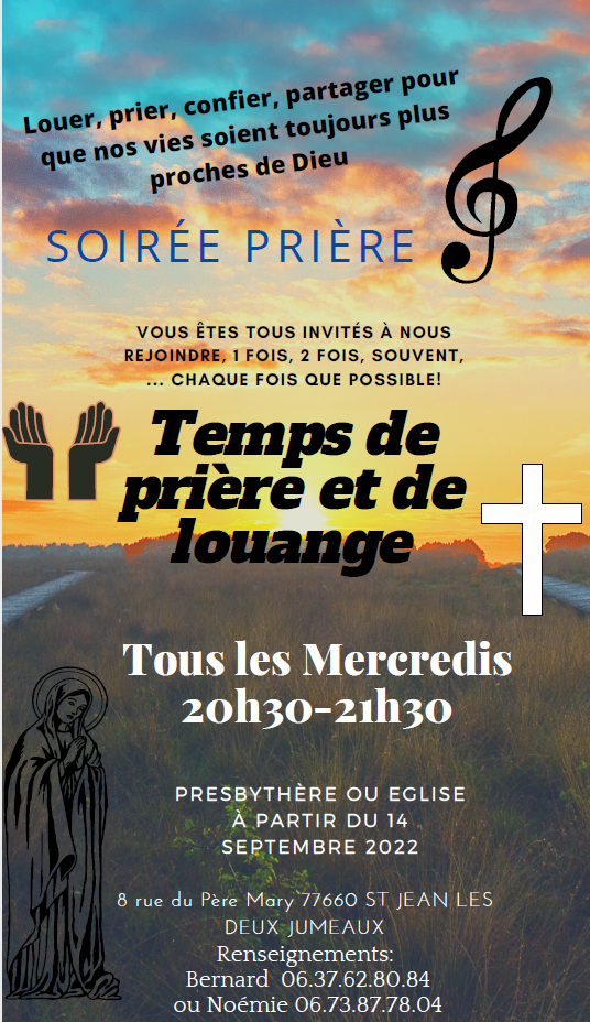 Soirée prière – les jeudis soir à 20h30 à St Jean